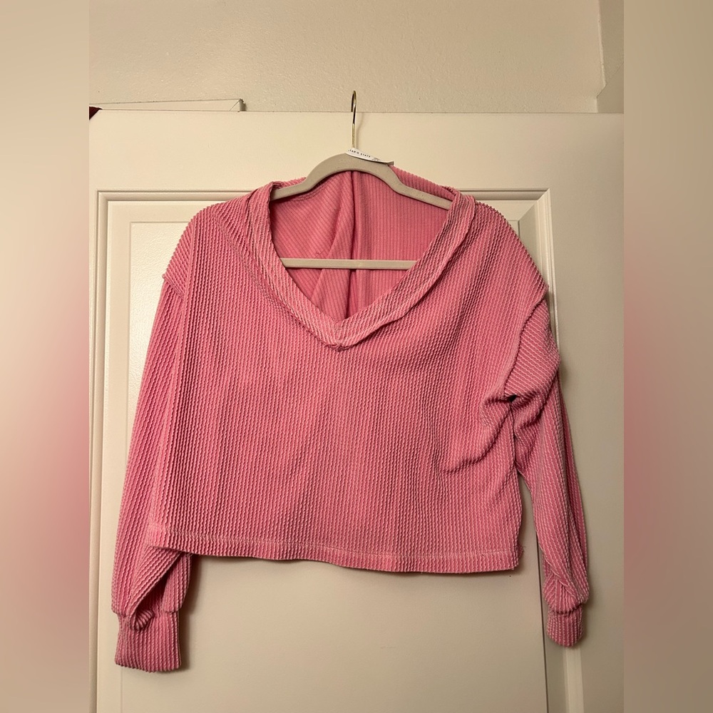 Altar'd State Pink Ribbed Hoodie